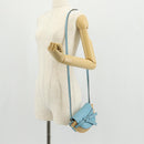 LOEWE Gate Bag Mini Shoulder Bag straw Beige Light Blue Auth bs30097A-25