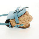 LOEWE Gate Bag Mini Shoulder Bag straw Beige Light Blue Auth bs30097A-3