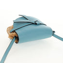 LOEWE Gate Bag Mini Shoulder Bag straw Beige Light Blue Auth bs30097A-6