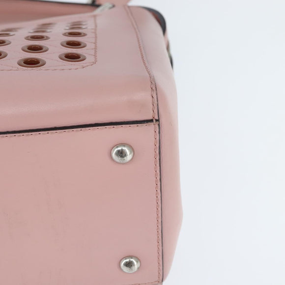FENDI Dot Com Hand Bag Leather 2way Pink Silver Auth bs30098