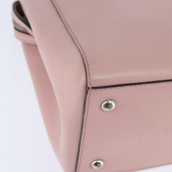 FENDI Dot Com Hand Bag Leather 2way Pink Silver Auth bs30098