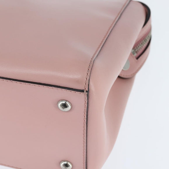 FENDI Dot Com Hand Bag Leather 2way Pink Silver Auth bs30098