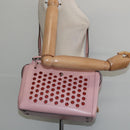 FENDI Dot Com Hand Bag Leather 2way Pink Silver Auth bs30098-25