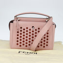 FENDI Dot Com Hand Bag Leather 2way Pink Silver Auth bs30098-12