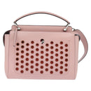 FENDI Dot Com Hand Bag Leather 2way Pink Silver Auth bs30098-13
