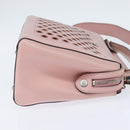 FENDI Dot Com Hand Bag Leather 2way Pink Silver Auth bs30098-4