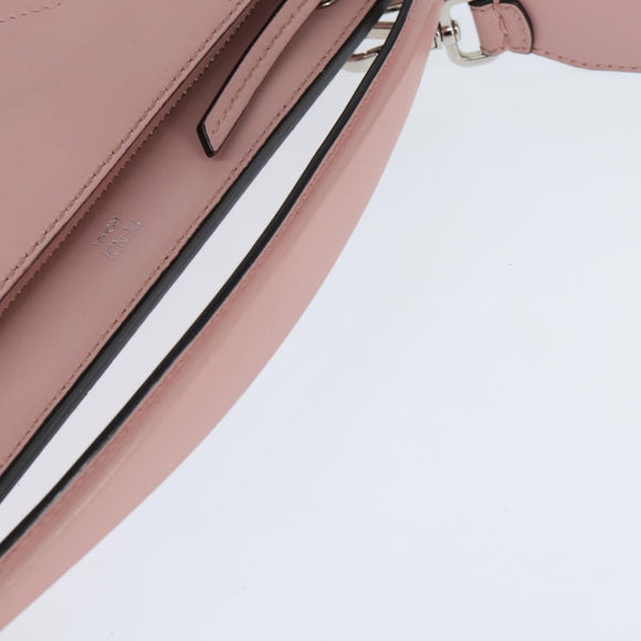 FENDI Dot Com Hand Bag Leather 2way Pink Silver Auth bs30098