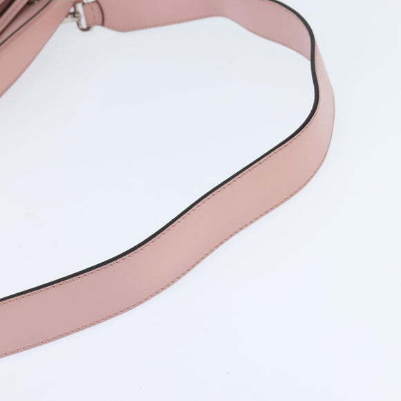 FENDI Dot Com Hand Bag Leather 2way Pink Silver Auth bs30098