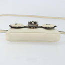 FENDI Micro Bucket Monster Shoulder Bag Leather 2way White Silver Auth bs30100-5