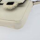 FENDI Micro Bucket Monster Shoulder Bag Leather 2way White Silver Auth bs30100-10