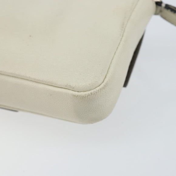 FENDI Micro Bucket Monster Shoulder Bag Leather 2way White Silver Auth bs30100