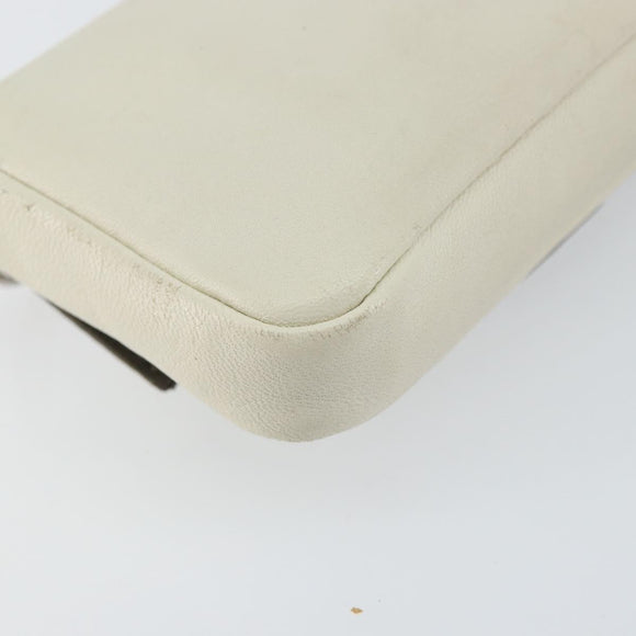 FENDI Micro Bucket Monster Shoulder Bag Leather 2way White Silver Auth bs30100