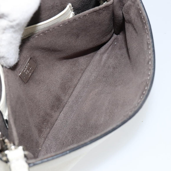FENDI Micro Bucket Monster Shoulder Bag Leather 2way White Silver Auth bs30100