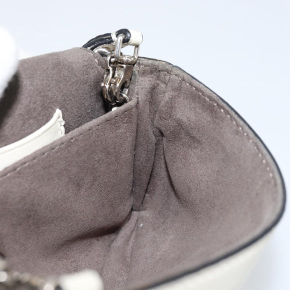 FENDI Micro Bucket Monster Shoulder Bag Leather 2way White Silver Auth bs30100