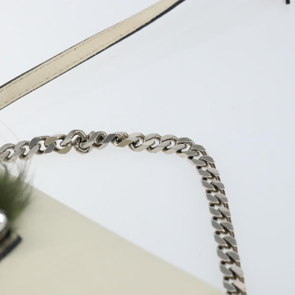 FENDI Micro Bucket Monster Shoulder Bag Leather 2way White Silver Auth bs30100