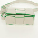 BOTTEGA VENETA MAXI INTRECCIATO Cassette Bag Leather White Green Auth bs30121A-6