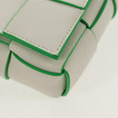 BOTTEGA VENETA MAXI INTRECCIATO Cassette Bag Leather White Green Auth bs30121A-16