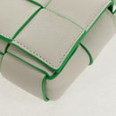 BOTTEGA VENETA MAXI INTRECCIATO Cassette Bag Leather White Green Auth bs30121A-17