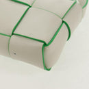 BOTTEGA VENETA MAXI INTRECCIATO Cassette Bag Leather White Green Auth bs30121A-19