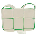 BOTTEGA VENETA MAXI INTRECCIATO Cassette Bag Leather White Green Auth bs30121A-3