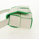 BOTTEGA VENETA MAXI INTRECCIATO Cassette Bag Leather White Green Auth bs30121A-4