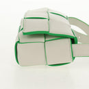 BOTTEGA VENETA MAXI INTRECCIATO Cassette Bag Leather White Green Auth bs30121A-5
