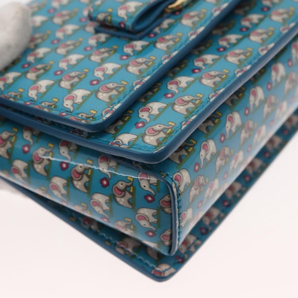 Salvatore Ferragamo Vala Shoulder Bag Enamel Blue Gold Auth bs30122