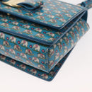 Salvatore Ferragamo Vala Schoudertas Emaille Blauw Goud Auth bs30122-14