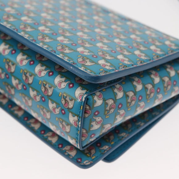 Salvatore Ferragamo Vala Shoulder Bag Enamel Blue Gold Auth bs30122