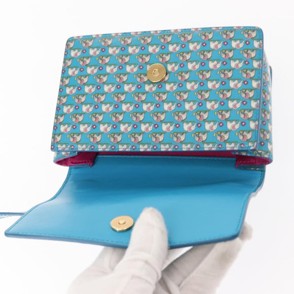 Salvatore Ferragamo Vala Shoulder Bag Enamel Blue Gold Auth bs30122