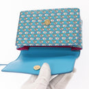 Salvatore Ferragamo Vala Schoudertas Emaille Blauw Goud Auth bs30122-10