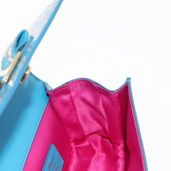 Salvatore Ferragamo Vala Shoulder Bag Enamel Blue Gold Auth bs30122