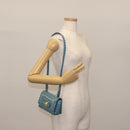 Salvatore Ferragamo Vala Shoulder Bag Enamel Blue Gold Auth bs30122-19