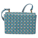 Salvatore Ferragamo Vala Schoudertas Emaille Blauw Goud Auth bs30122-2