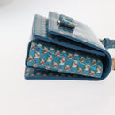 Salvatore Ferragamo Vala Schoudertas Emaille Blauw Goud Auth bs30122-3