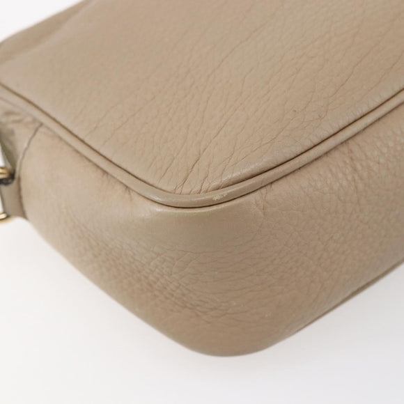 GUCCI Small Disco Interlocking Bag Leather Beige Gold 308364 Auth bs30123