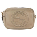 GUCCI Small Disco Interlocking Bag Leather Beige Gold 308364 Auth bs30123-13