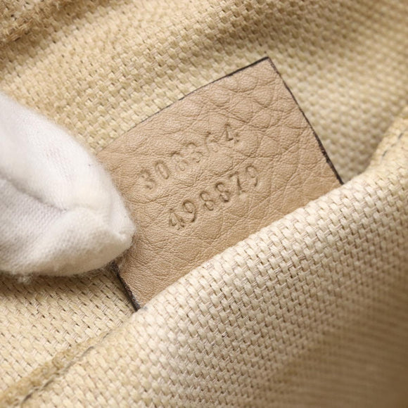 GUCCI Small Disco Interlocking Bag Leather Beige Gold 308364 Auth bs30123