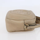 GUCCI Small Disco Interlocking Bag Leather Beige Gold 308364 Auth bs30123-4