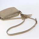GUCCI Small Disco Interlocking Bag Leather Beige Gold 308364 Auth bs30123-7