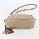 GUCCI Small Disco Interlocking Bag Leather Beige Gold 308364 Auth bs30123-5