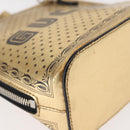 GUCCI GUCCY Print GUCCIxSEGA Bag Leather Gold Silver 511189 Auth bs30126-9