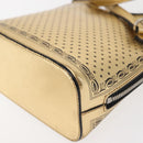GUCCI GUCCY Print GUCCIxSEGA Bag Leather Gold Silver 511189 Auth bs30126-16