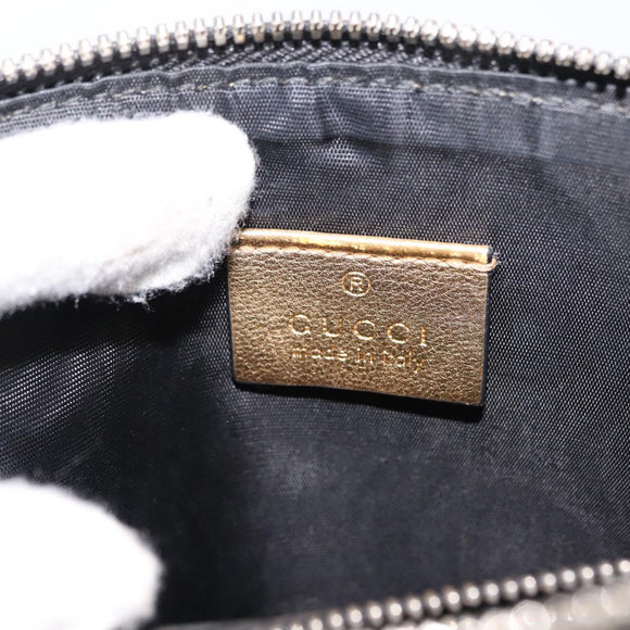 GUCCI GUCCY Print GUCCIxSEGA Bag Leather Gold Silver 511189 Auth bs30126