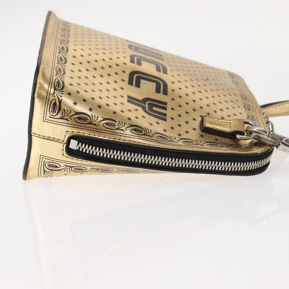 GUCCI GUCCY Print GUCCIxSEGA Bag Leather Gold Silver 511189 Auth bs30126