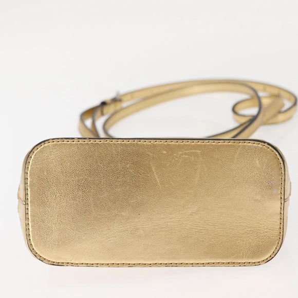 GUCCI GUCCY Print GUCCIxSEGA Bag Leather Gold Silver 511189 Auth bs30126