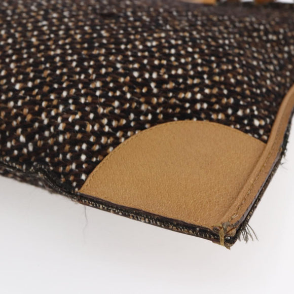 PRADA Hand Bag Tweed Beige Silver Auth bs30129