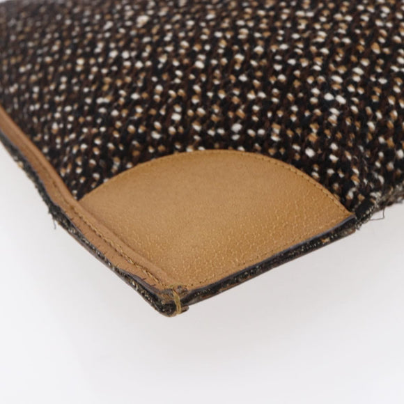 PRADA Hand Bag Tweed Beige Silver Auth bs30129