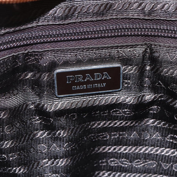 PRADA Hand Bag Tweed Beige Silver Auth bs30129