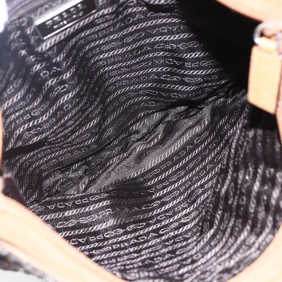 PRADA Hand Bag Tweed Beige Silver Auth bs30129